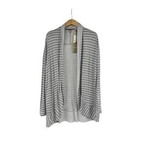 Tommy Bahama Beechwood Cardigan Reversible Gray Grey Stripe Womens M